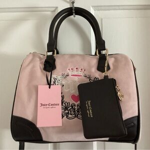 NWT Juicy Couture Pink and Brown Heritage Satchel Women's Bag
